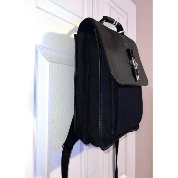 STATE Black Leather Canvas Backpack Bookbag - Picture 5 of 16